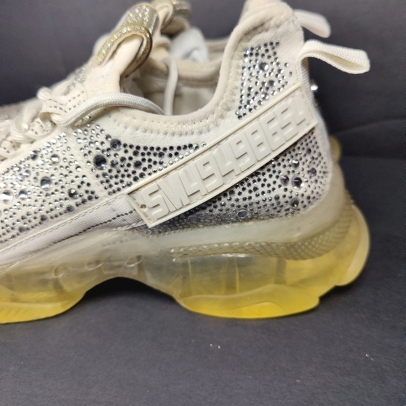 Steve Madden Women's Maxima Rhinestone Sneakes Off White Platform Shoes Size 9.5 - Picture 4 of 11